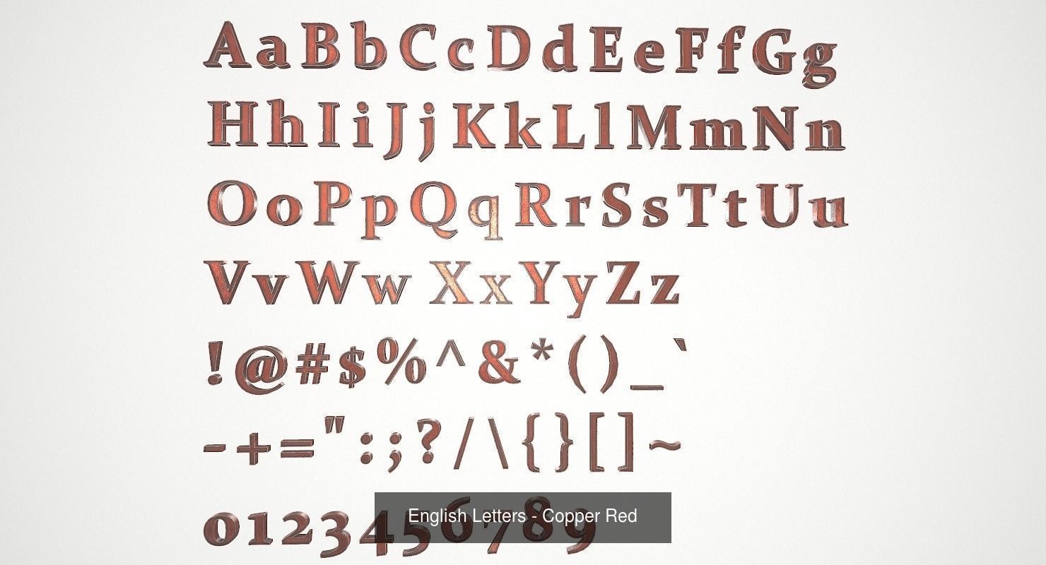 Low Poly English Letters 3D Model Collection_14