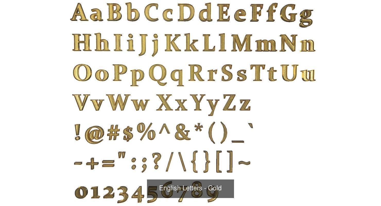 Low Poly English Letters 3D Model Collection_16