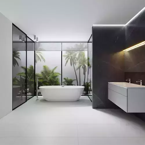 Bathroom modern with walls and bathtub