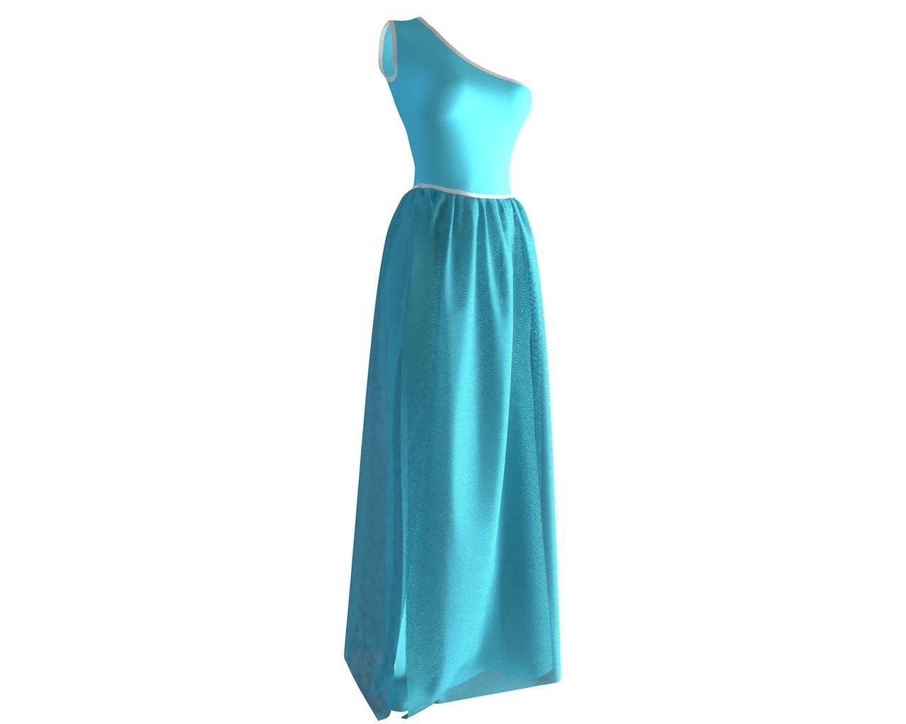 Stylish Designer Women One Shoulder Dress 3D model 3D model_2