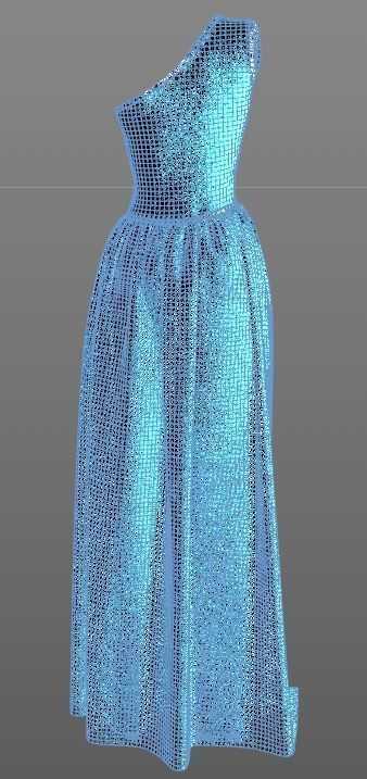 Stylish Designer Women One Shoulder Dress 3D model 3D model_11