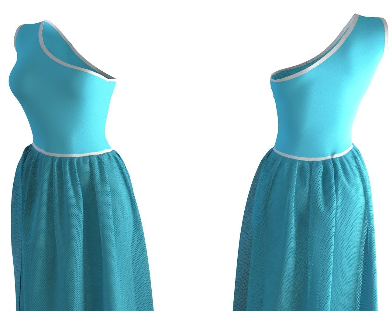 Stylish Designer Women One Shoulder Dress 3D model 3D model_8