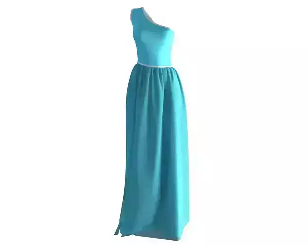 Stylish Designer Women One Shoulder Dress 3D model 3D model