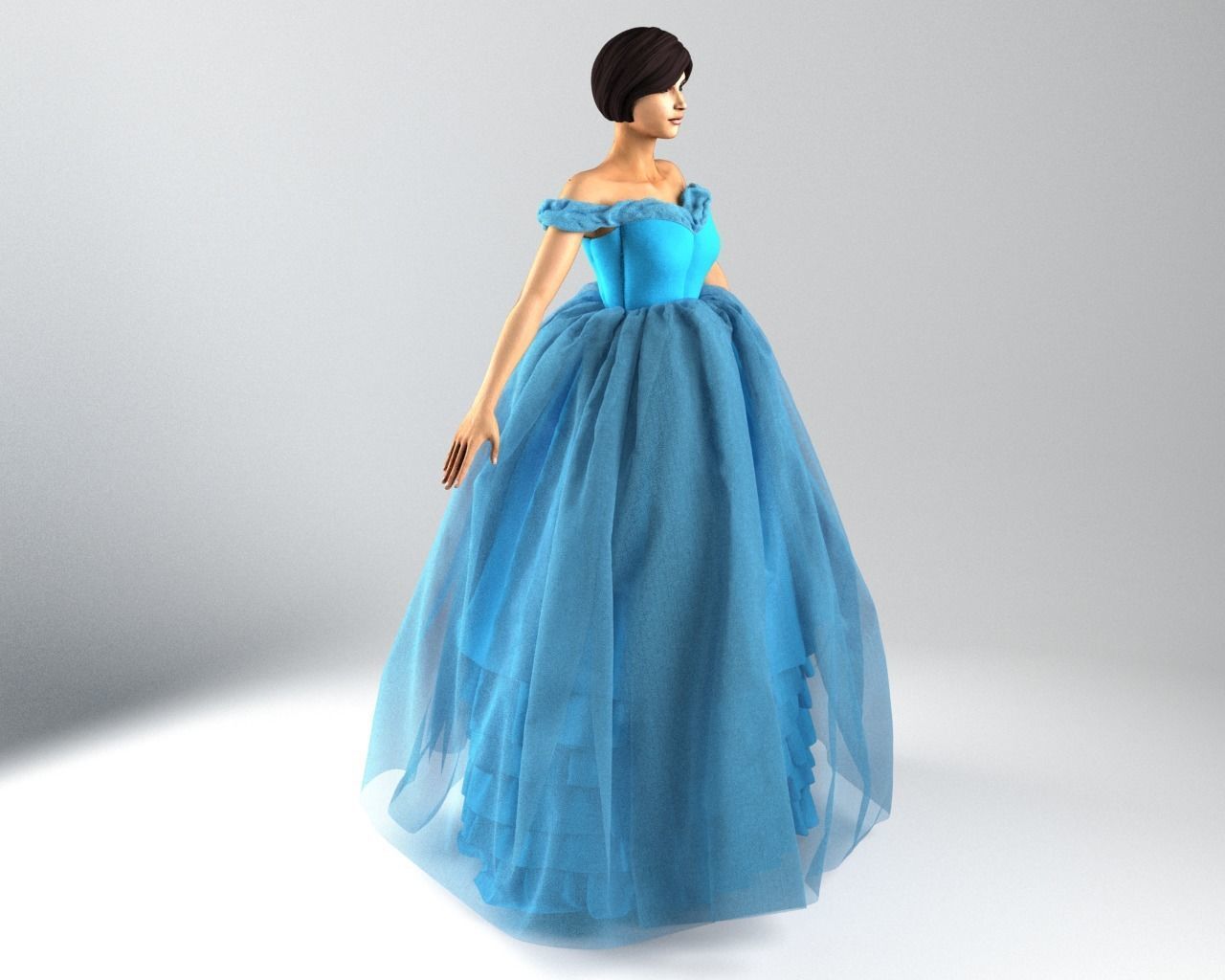 Stylish Designer Women Ball Gown 3D model 3D model_2