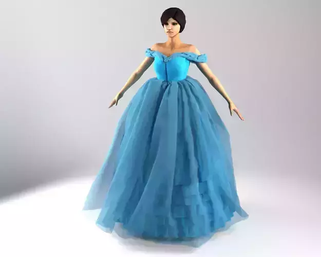 Stylish Designer Women Ball Gown 3D model 3D model