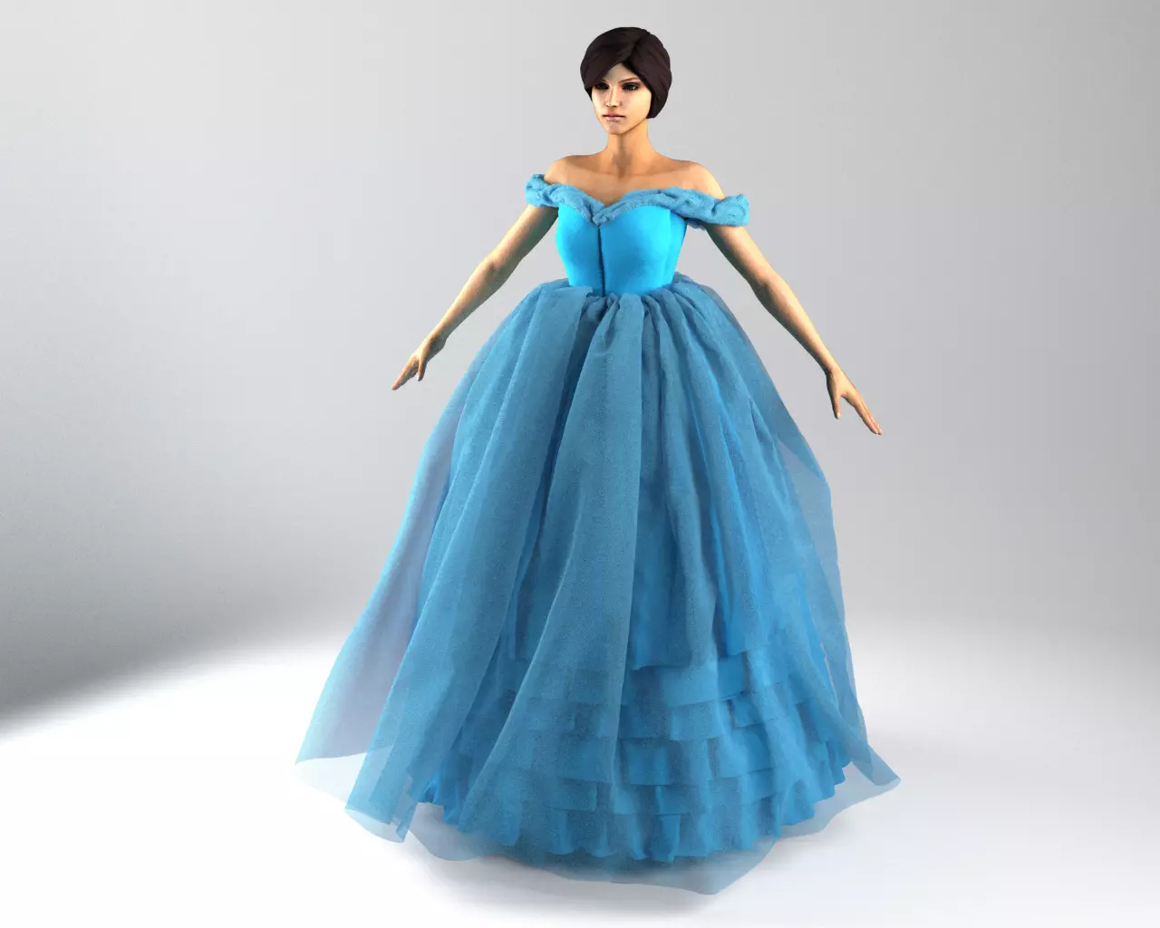 Stylish Designer Women Ball Gown 3D model 3D model_0