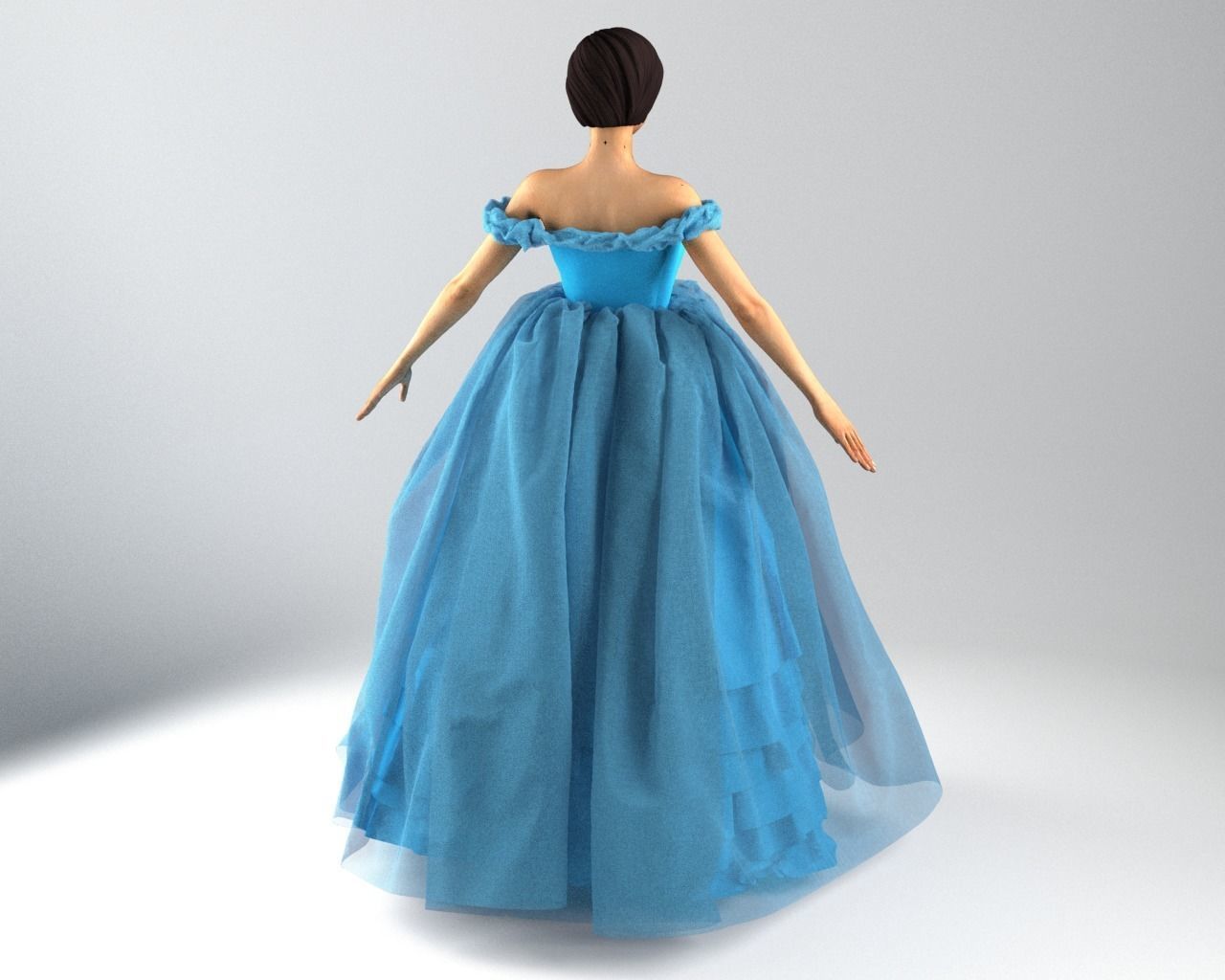 Stylish Designer Women Ball Gown 3D model 3D model_3