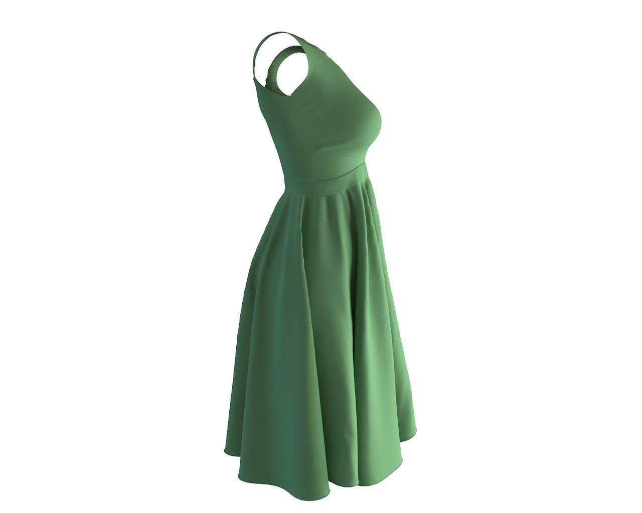 Stylish Designer Women Empire Waist Dress 3D model 3D model_4