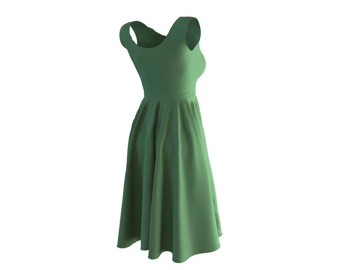 Stylish Designer Women Empire Waist Dress 3D model 3D model_6