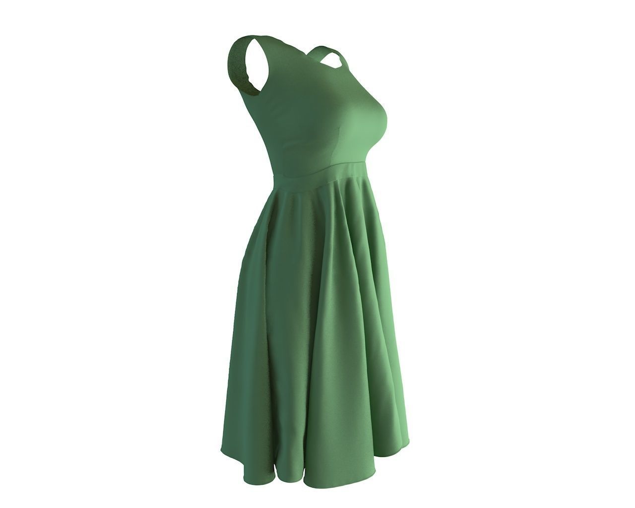 Stylish Designer Women Empire Waist Dress 3D model 3D model_3