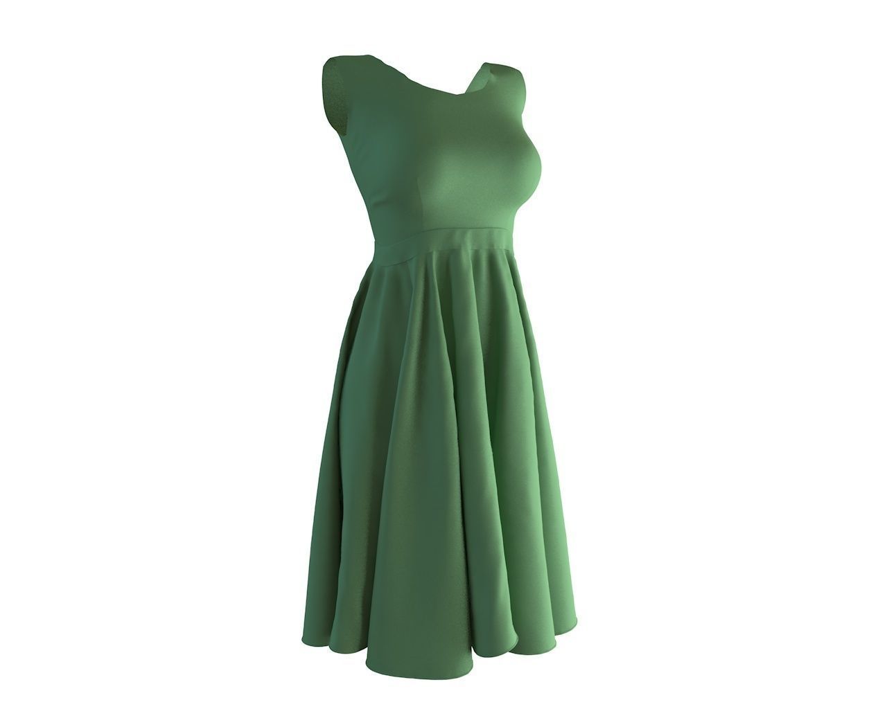 Stylish Designer Women Empire Waist Dress 3D model 3D model_2