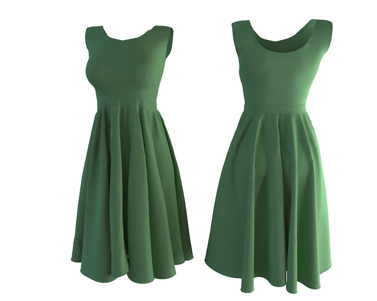 Stylish Designer Women Empire Waist Dress 3D model 3D model_8