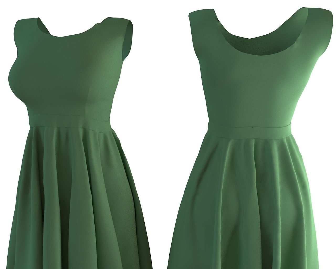 Stylish Designer Women Empire Waist Dress 3D model 3D model_9