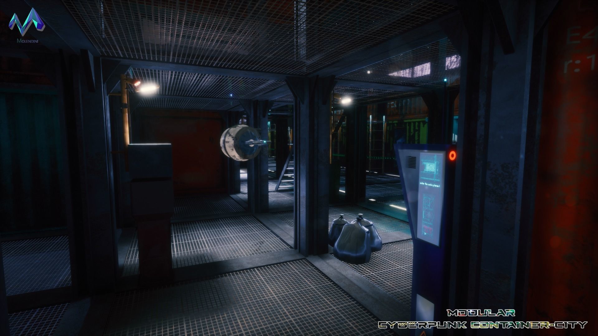 Modular Cyberpunk Environment Low-poly 3D model_7