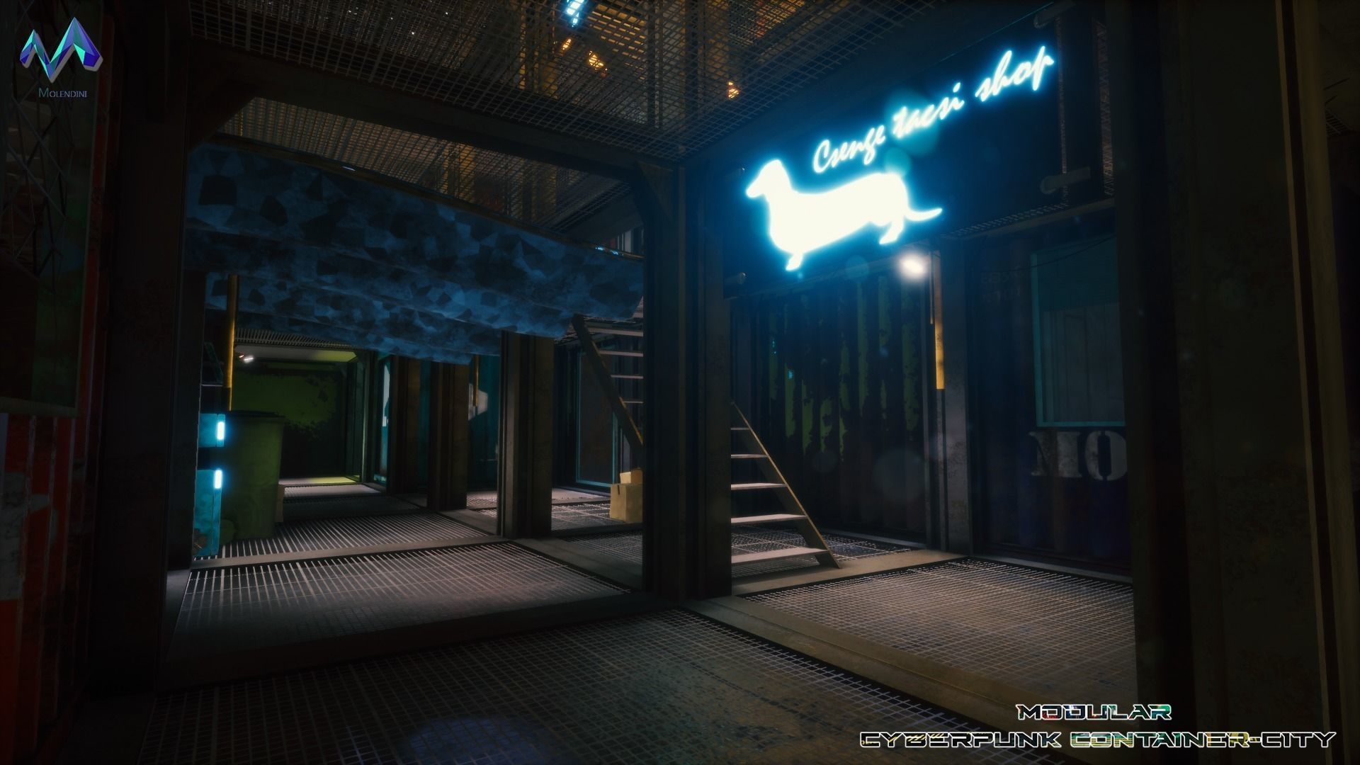 Modular Cyberpunk Environment Low-poly 3D model_4