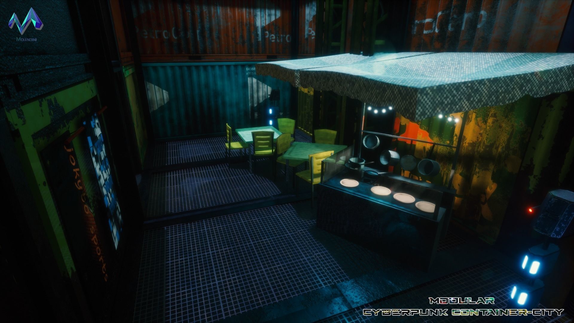 Modular Cyberpunk Environment Low-poly 3D model_14