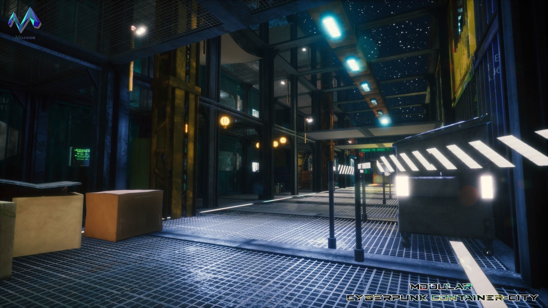 Modular Cyberpunk Environment Low-poly 3D model_6