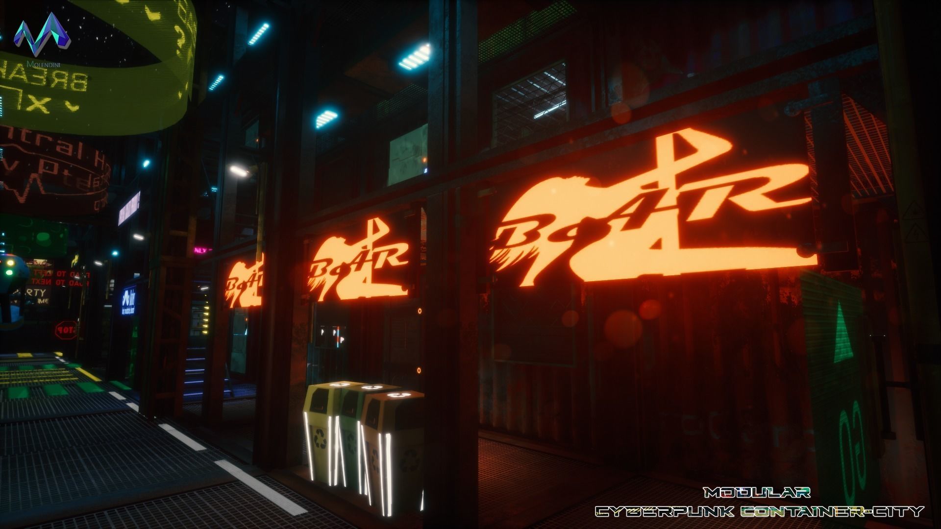 Modular Cyberpunk Environment Low-poly 3D model_11