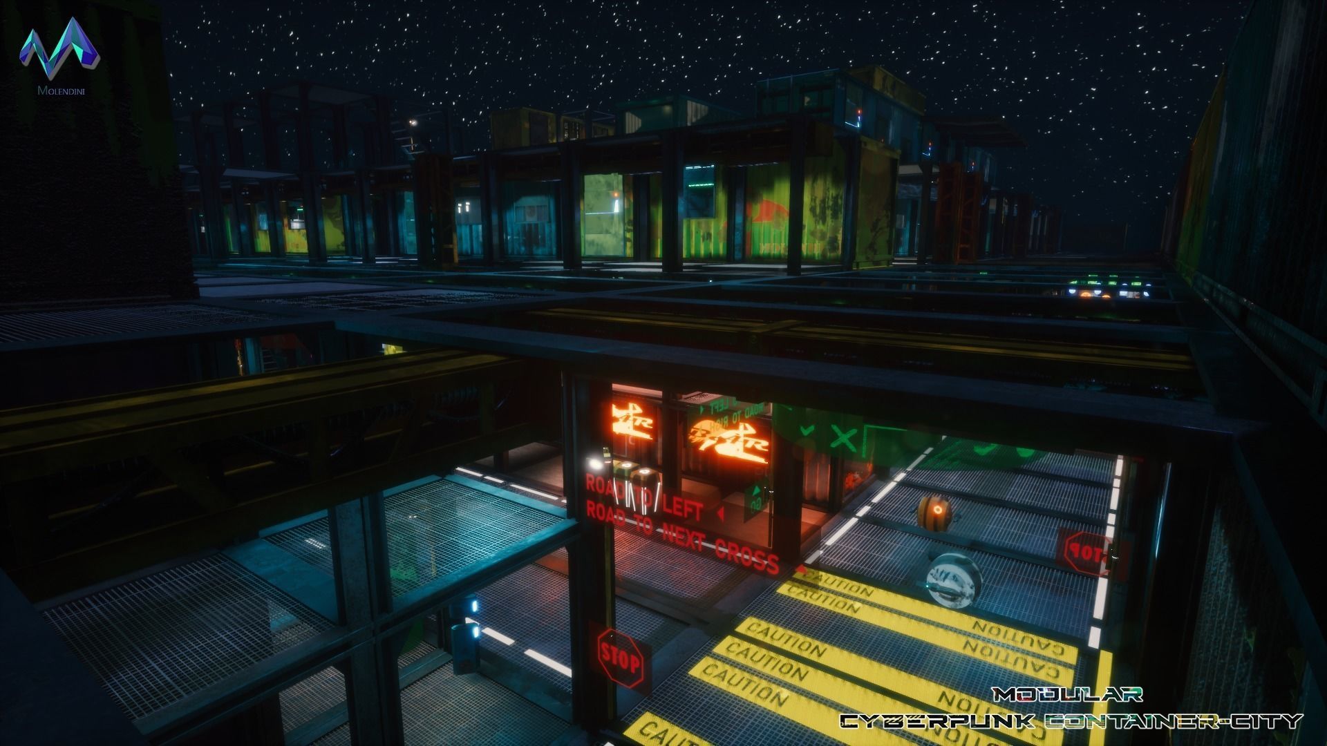 Modular Cyberpunk Environment Low-poly 3D model_10