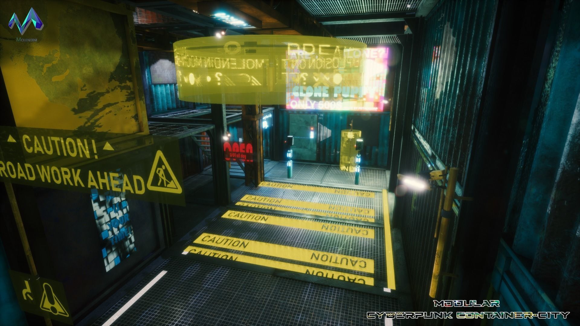 Modular Cyberpunk Environment Low-poly 3D model_3