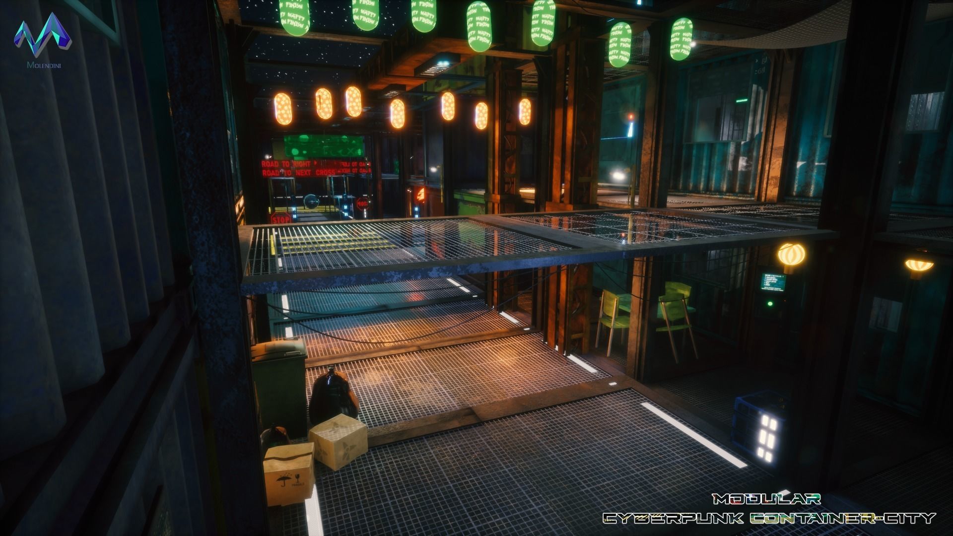 Modular Cyberpunk Environment Low-poly 3D model_5