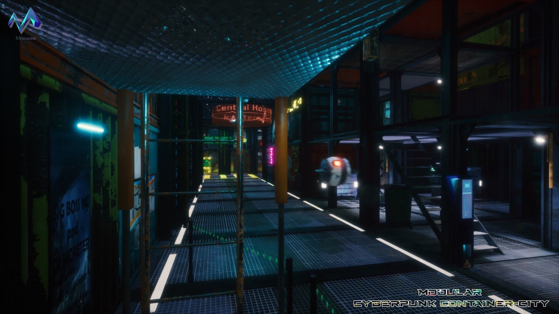 Modular Cyberpunk Environment Low-poly 3D model_8