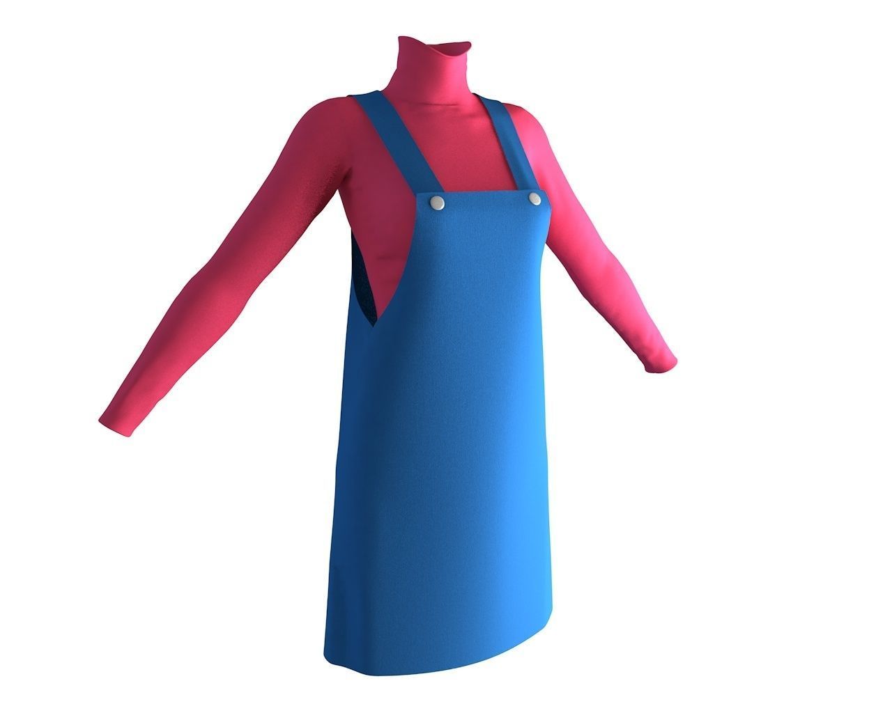 Stylish Designer Women Apron Dress 3D model 3D model_2