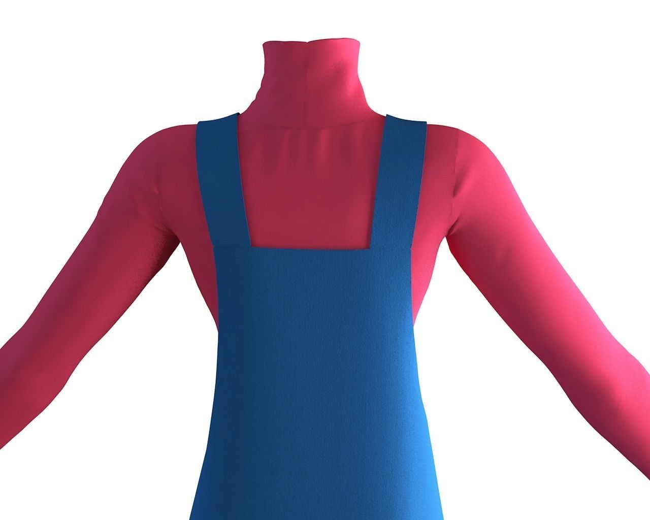 Stylish Designer Women Apron Dress 3D model 3D model_9