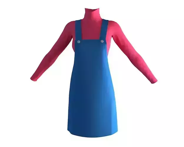 Stylish Designer Women  Apron Dress 3D model 3D model