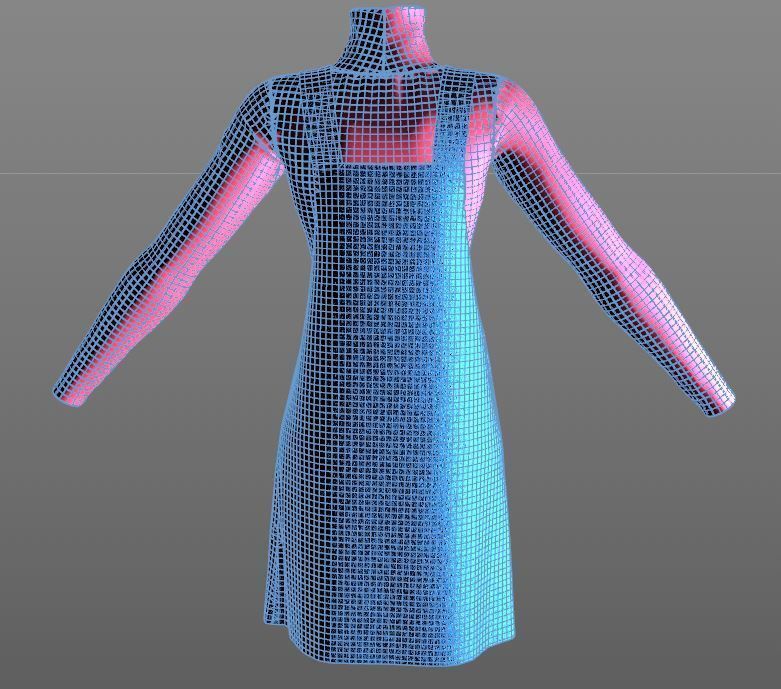 Stylish Designer Women Apron Dress 3D model 3D model_12