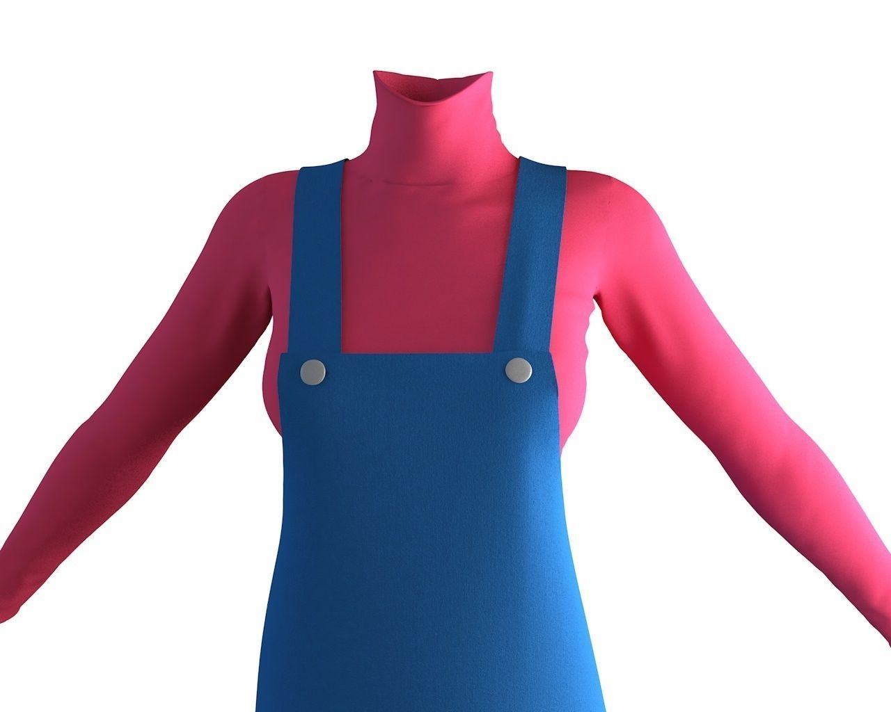 Stylish Designer Women Apron Dress 3D model 3D model_8