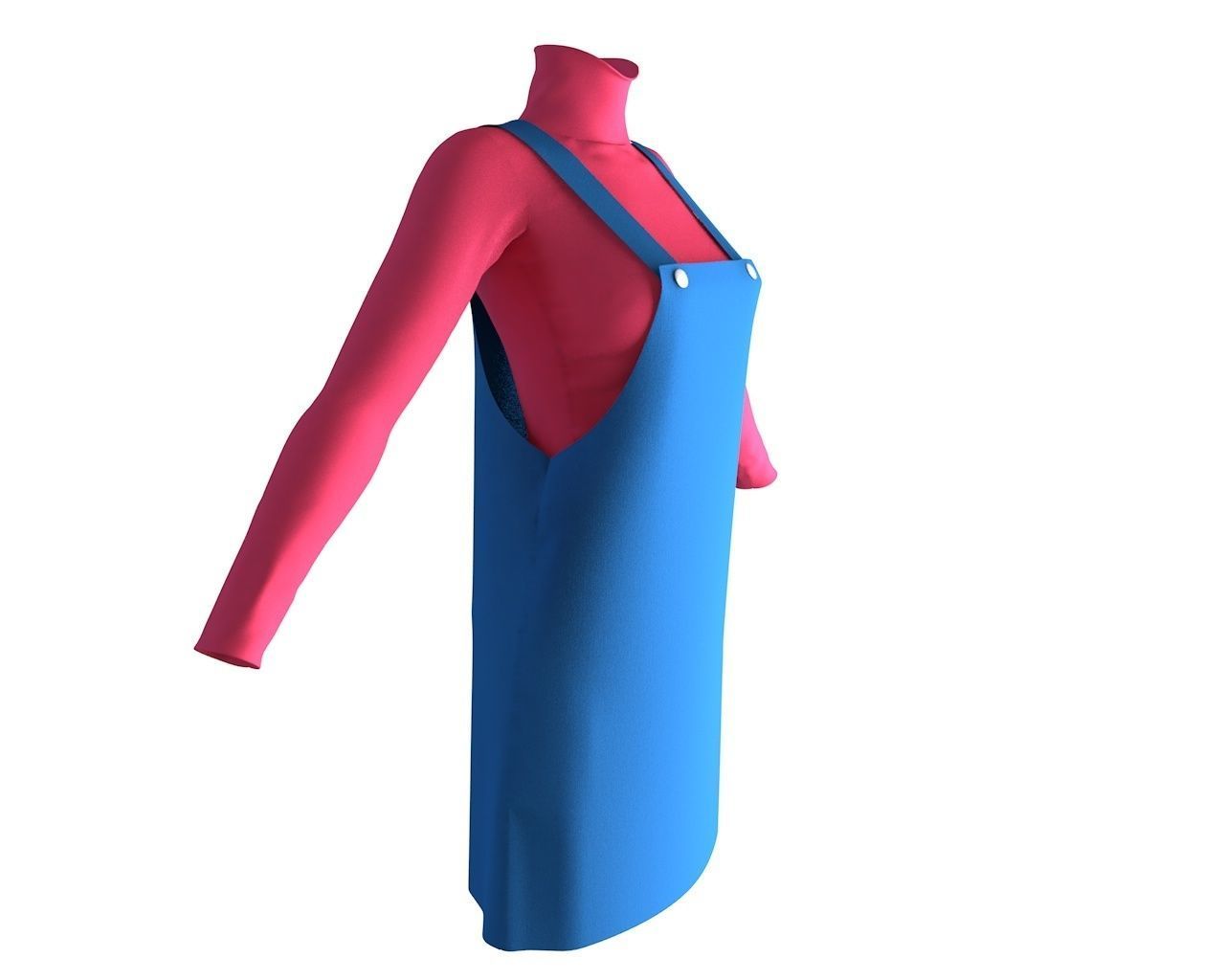 Stylish Designer Women Apron Dress 3D model 3D model_3