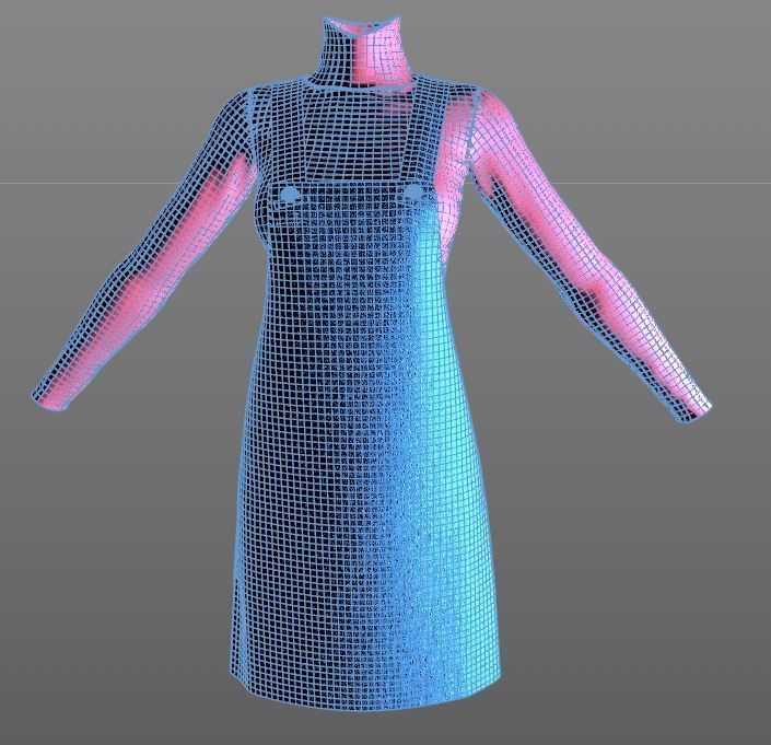 Stylish Designer Women Apron Dress 3D model 3D model_11