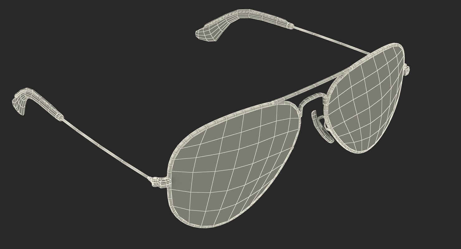 Classic Sunglasses Ray Ban Aviator Blue 3D model_12