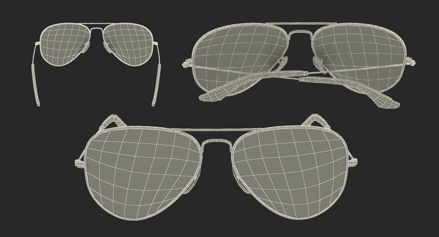 Classic Sunglasses Ray Ban Aviator Blue 3D model_14