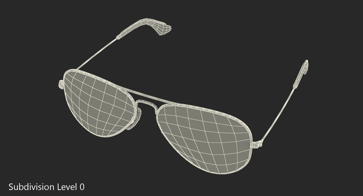 Classic Sunglasses Ray Ban Aviator Blue 3D model_5