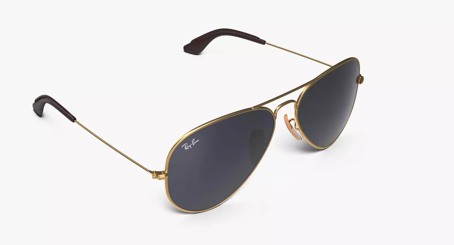 Classic Sunglasses Ray Ban Aviator Blue 3D model_0
