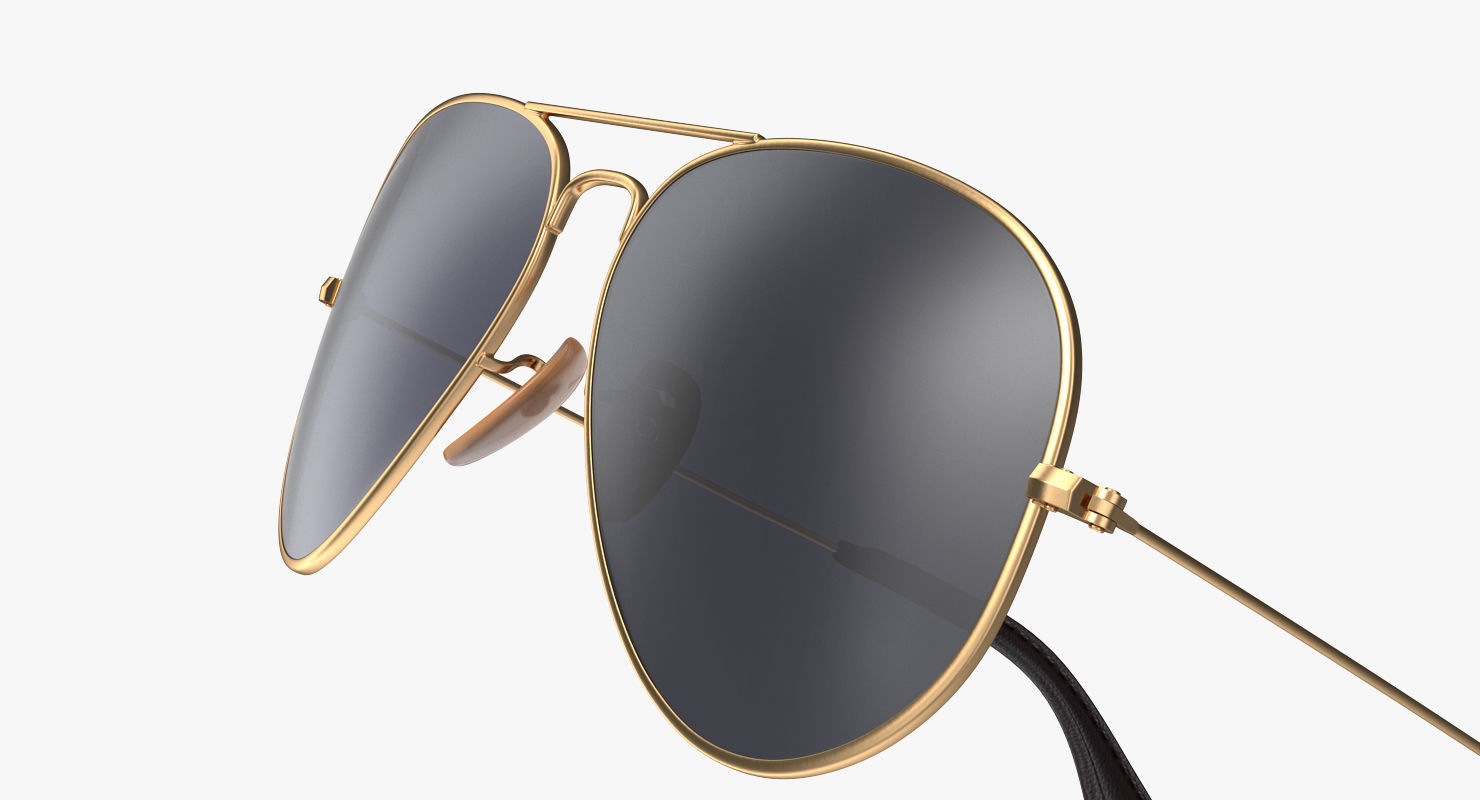 Classic Sunglasses Ray Ban Aviator Blue 3D model_3