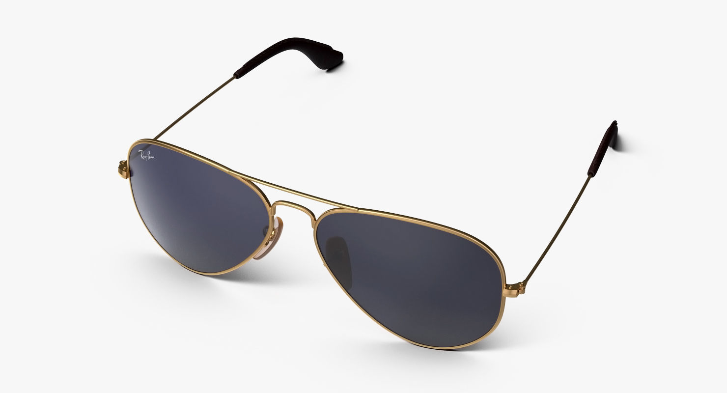 Classic Sunglasses Ray Ban Aviator Blue 3D model_2