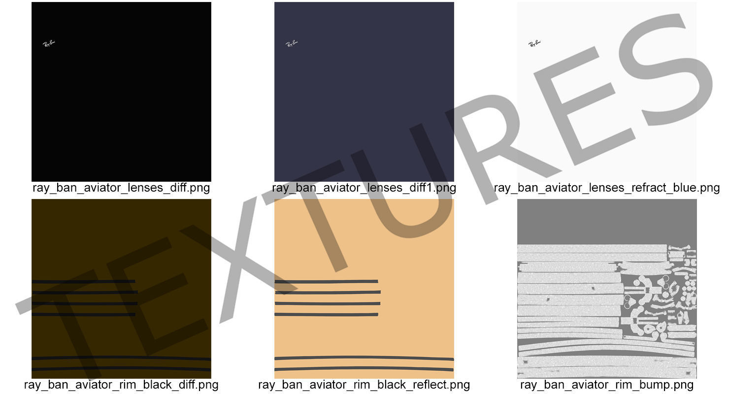 Classic Sunglasses Ray Ban Aviator Blue 3D model_8