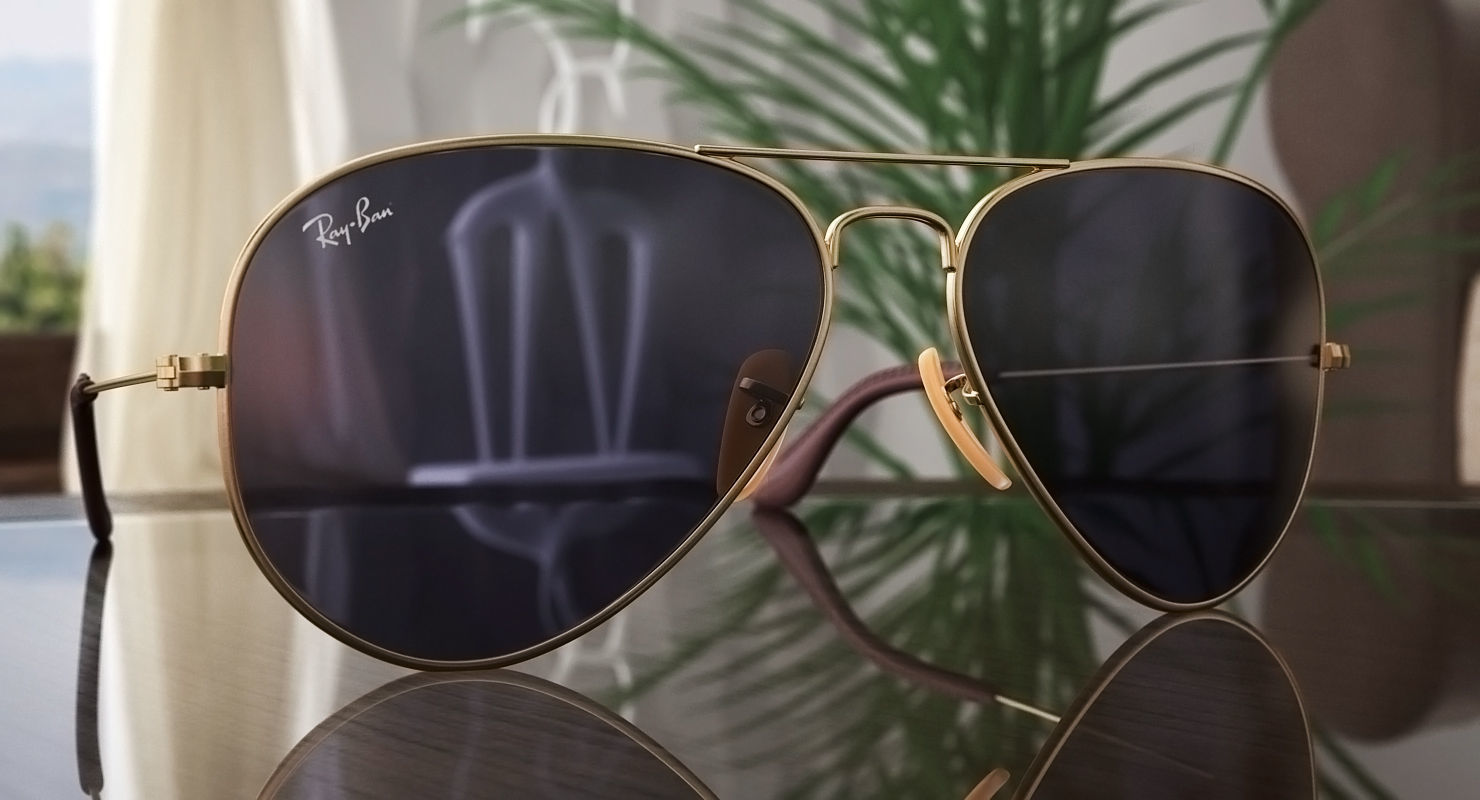 Classic Sunglasses Ray Ban Aviator Blue 3D model_1