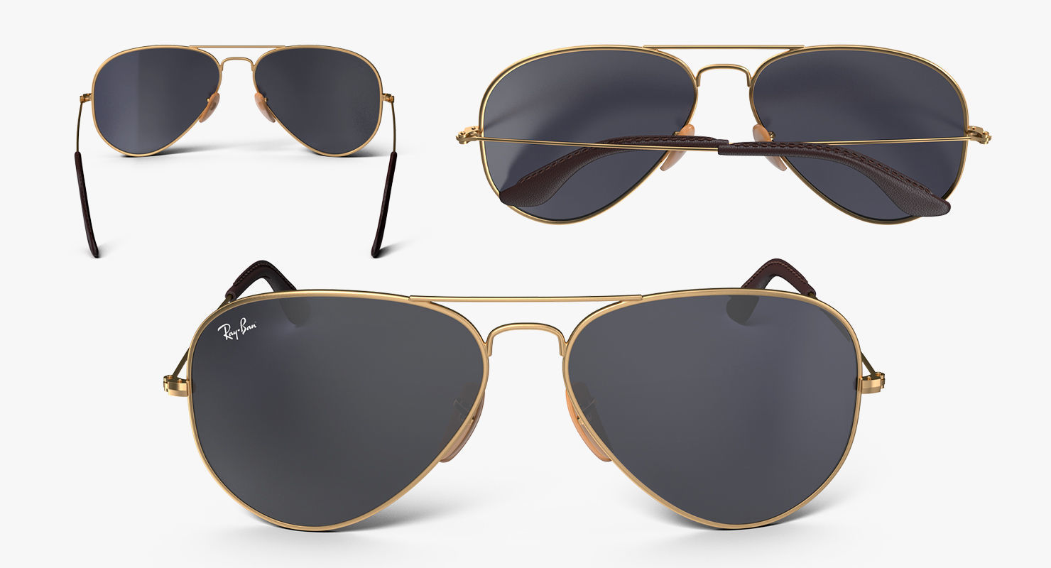 Classic Sunglasses Ray Ban Aviator Blue 3D model_4