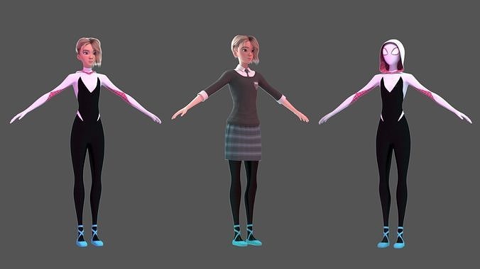 Gwen Stacy - Into the Spider-Verse Suit and School Uniform 3D model