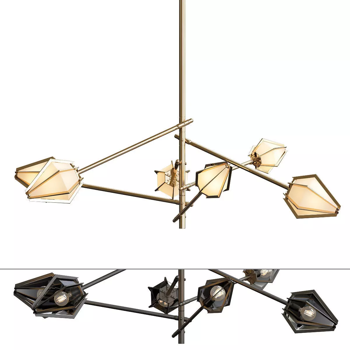 HARLOW Spoke Chandelier von Gabriel Scott 3D model_0