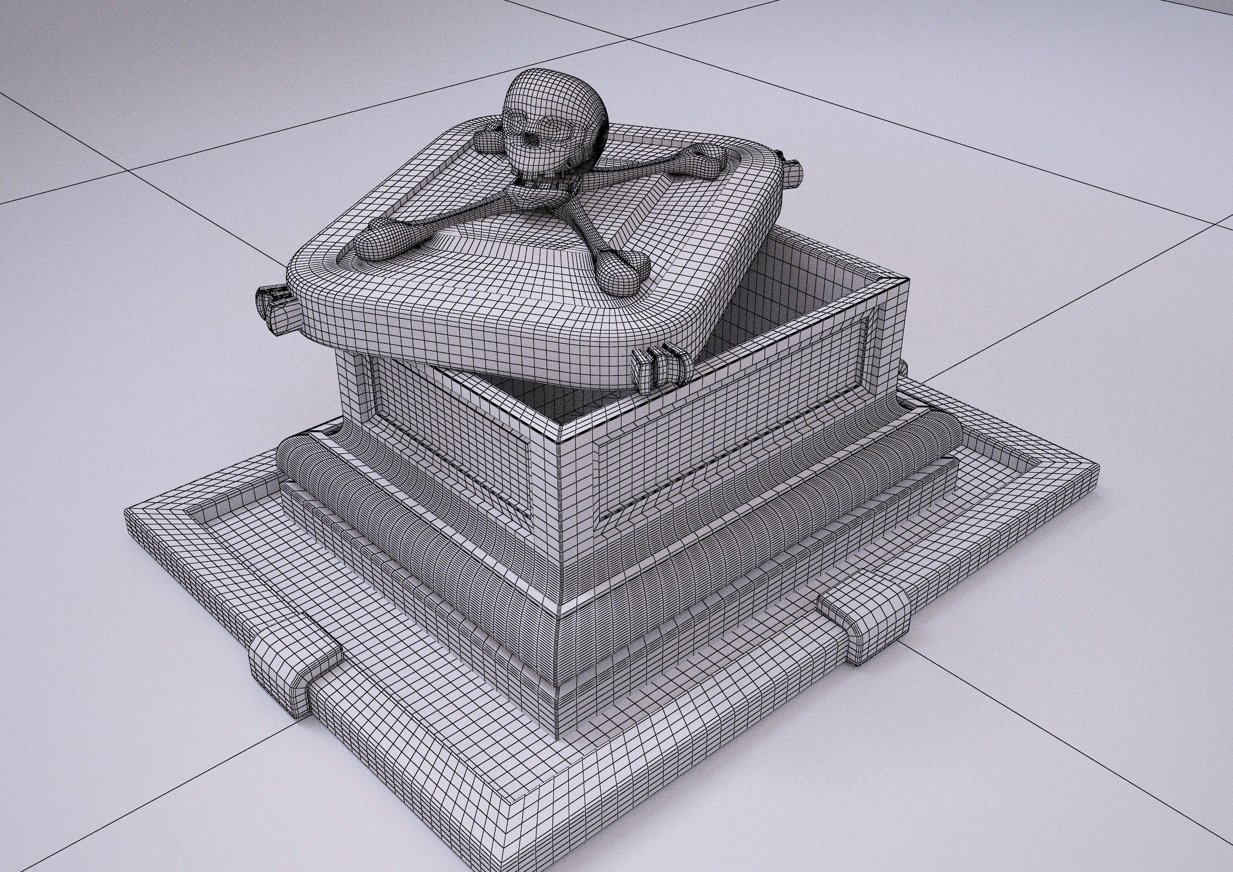 stone skull crate 3D 3D model_4