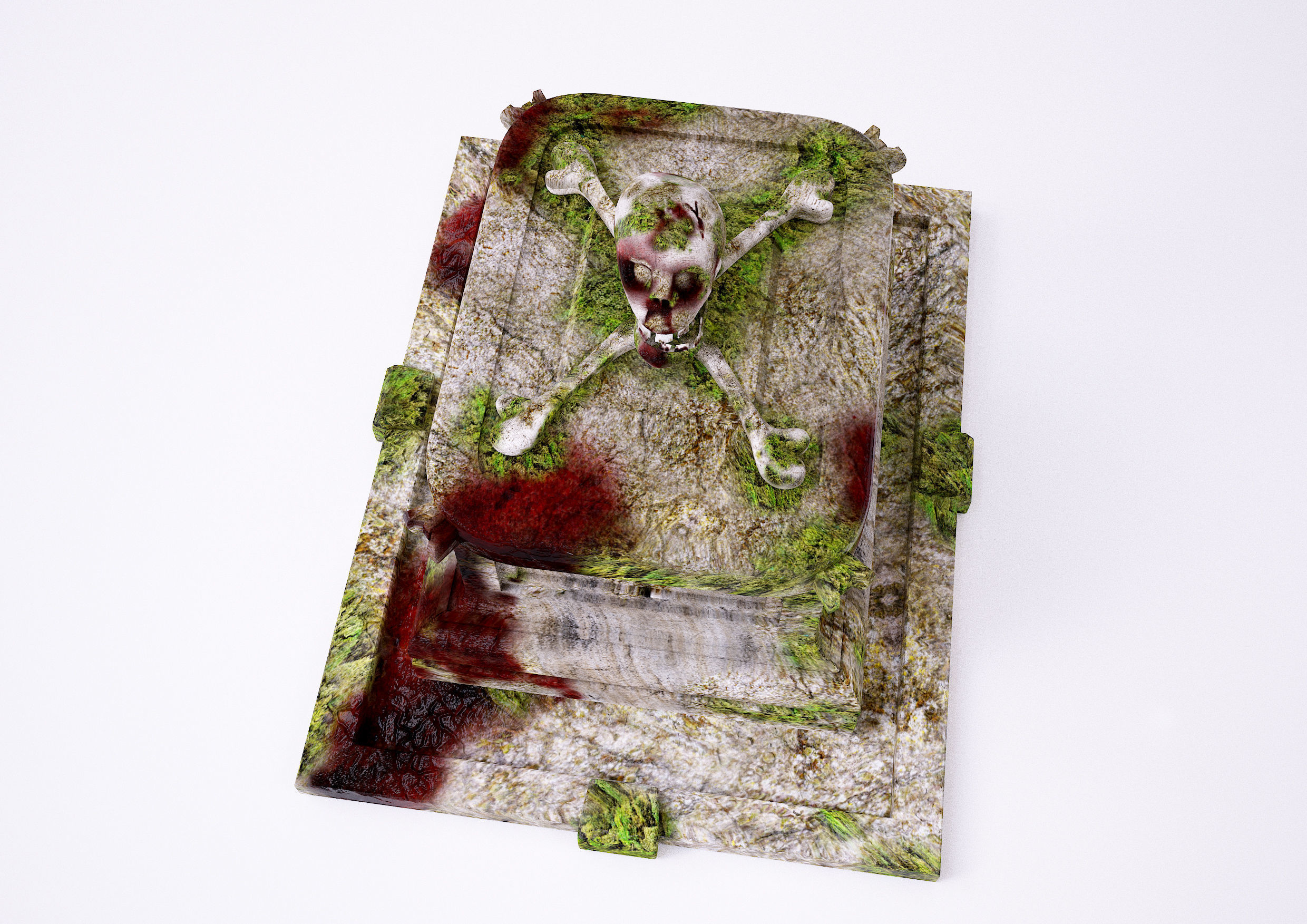 stone skull crate 3D 3D model_1