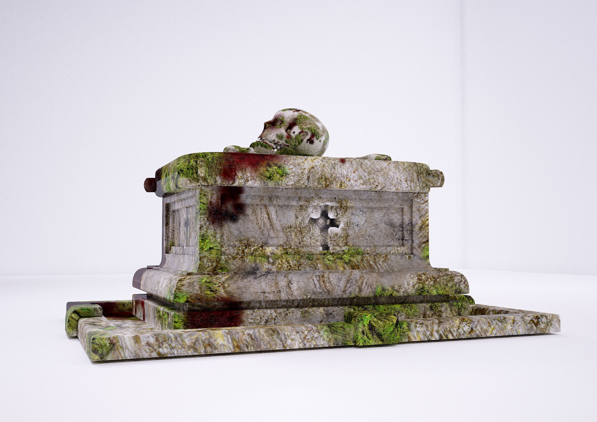 stone skull crate 3D 3D model_2