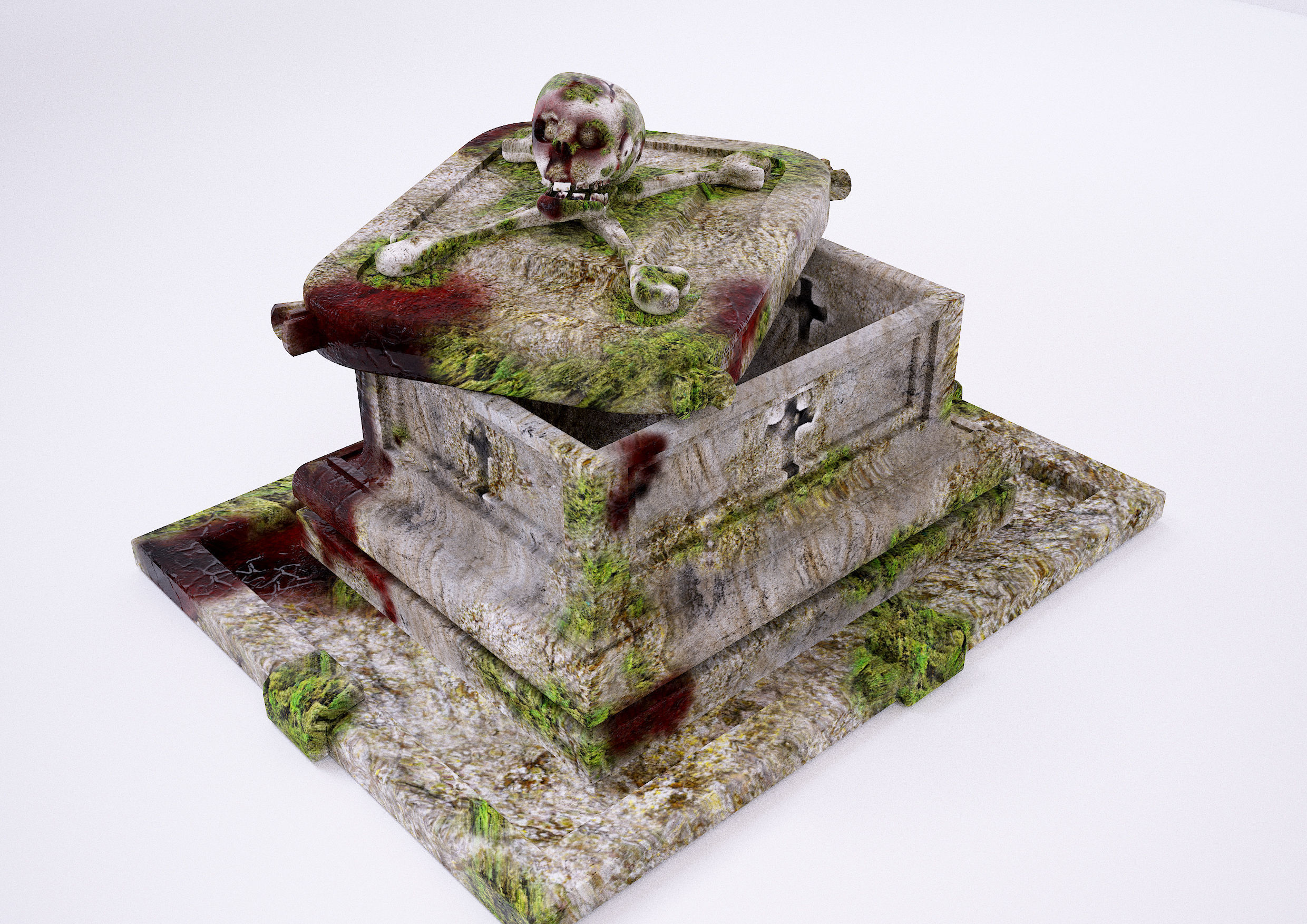 stone skull crate 3D 3D model_3