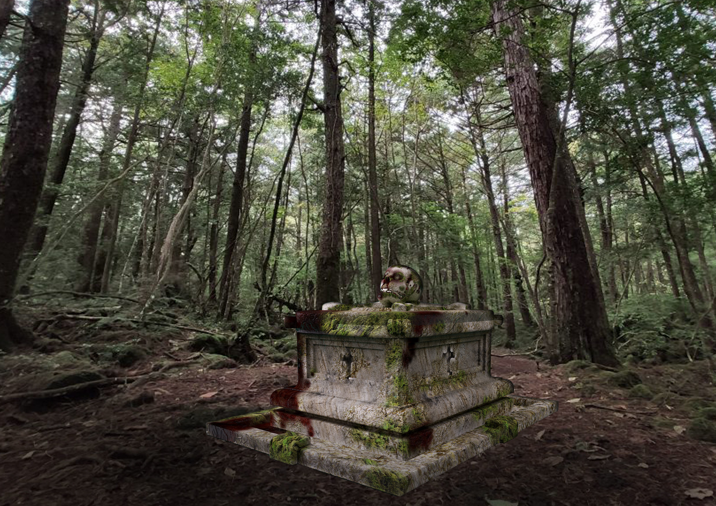 stone skull crate 3D 3D model_6