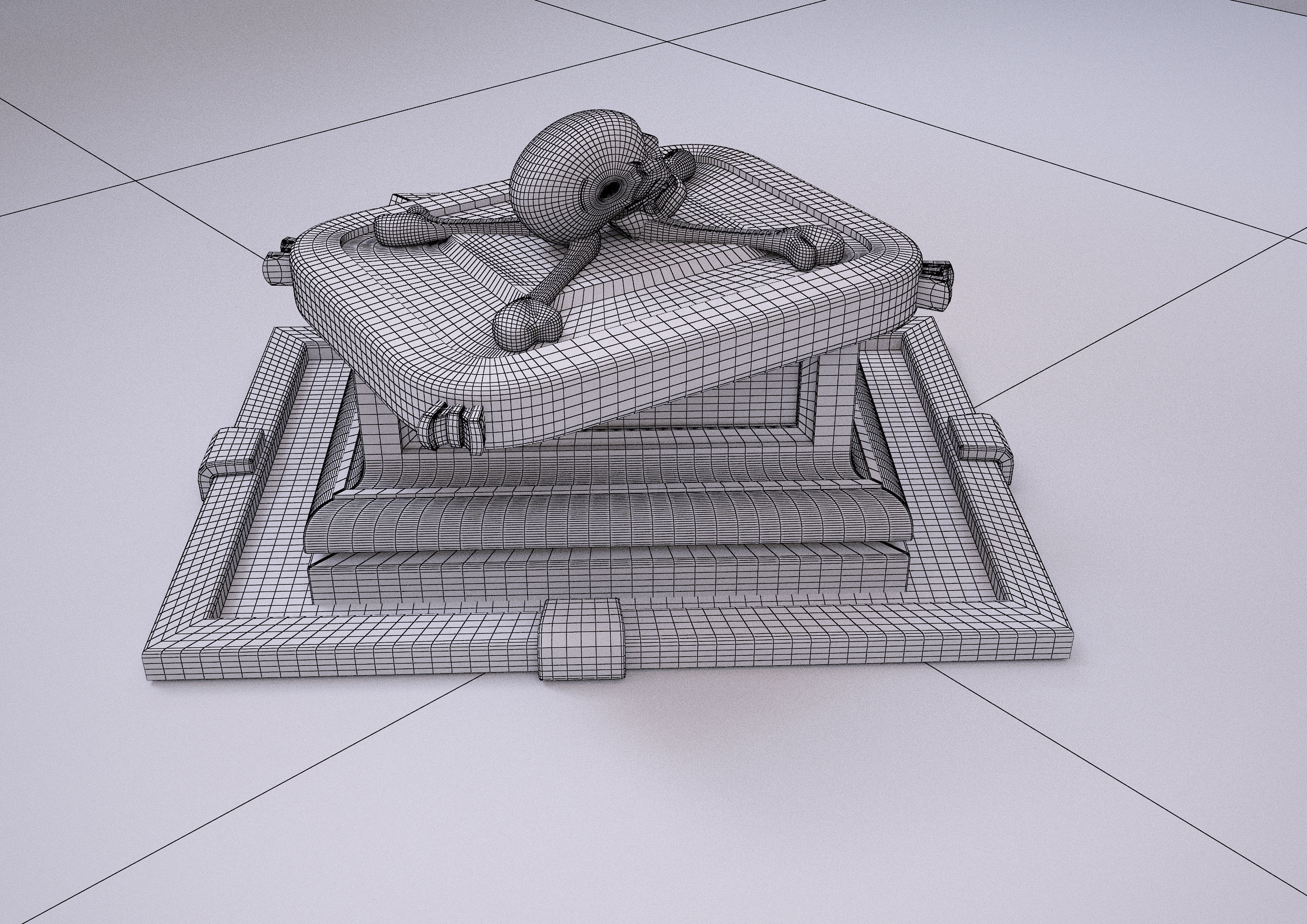 stone skull crate 3D 3D model_5